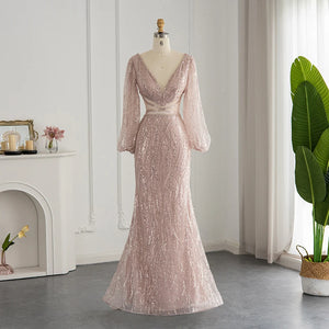 Vestido de Festa Longo Sereia com Detalhes e Faixa - Modelo Especial