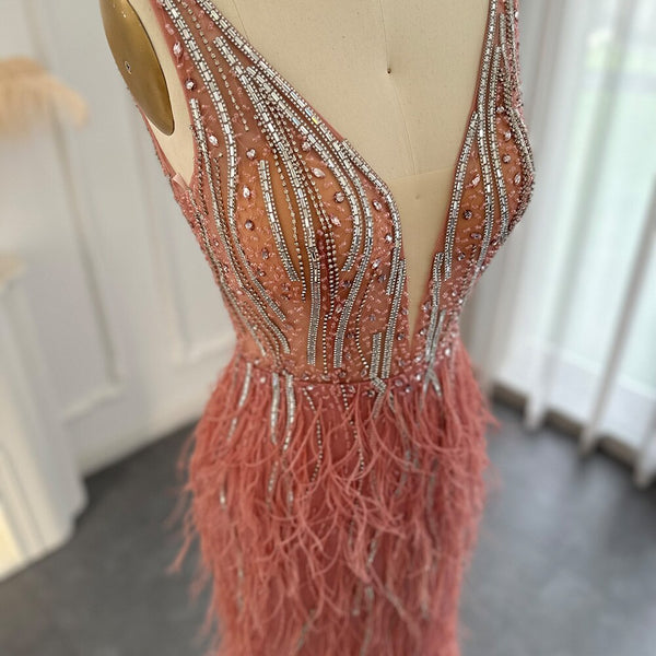 Vestido de Festa em V em Cristais Elegante - Modelo Especial