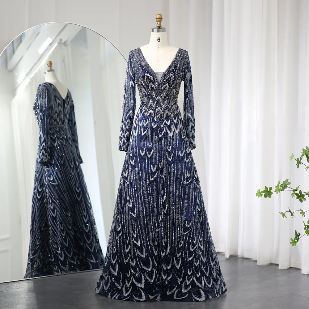 Vestido de Festa com Manga Longa Cristal - Modelo Especial