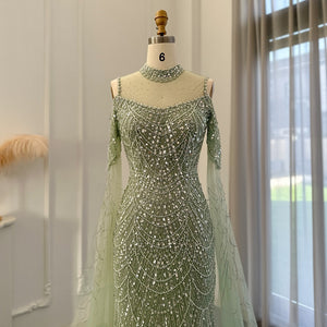 Vestido de Festa Longo com Manga em Renda Cristal - Modelo Especial