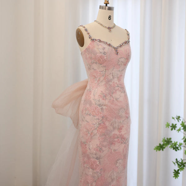 Vestido de Festa Longo Rosa Empoeirado com Renda - Modelo Especial