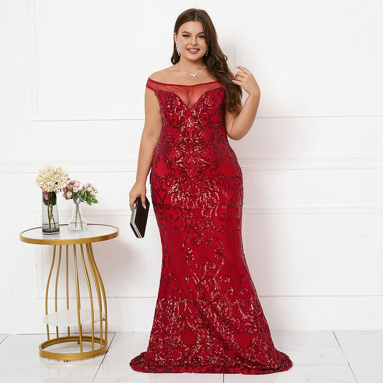 Vestido Plus Size Vintage Brilho Marsala