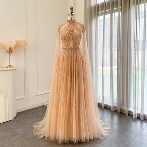 Vestido de Festa Maxi Luxo em Tecido Fluído Cravejado em Cristais - Modelo Especial