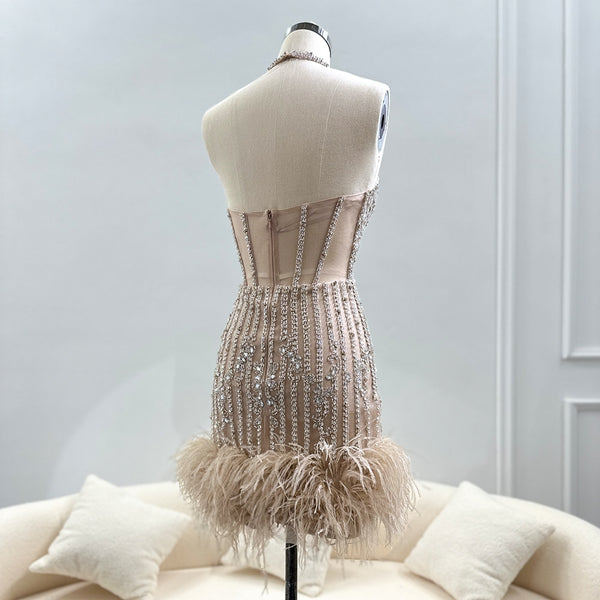 Vestido de Festa Curto Detalhado com Cristais - Modelo Especial