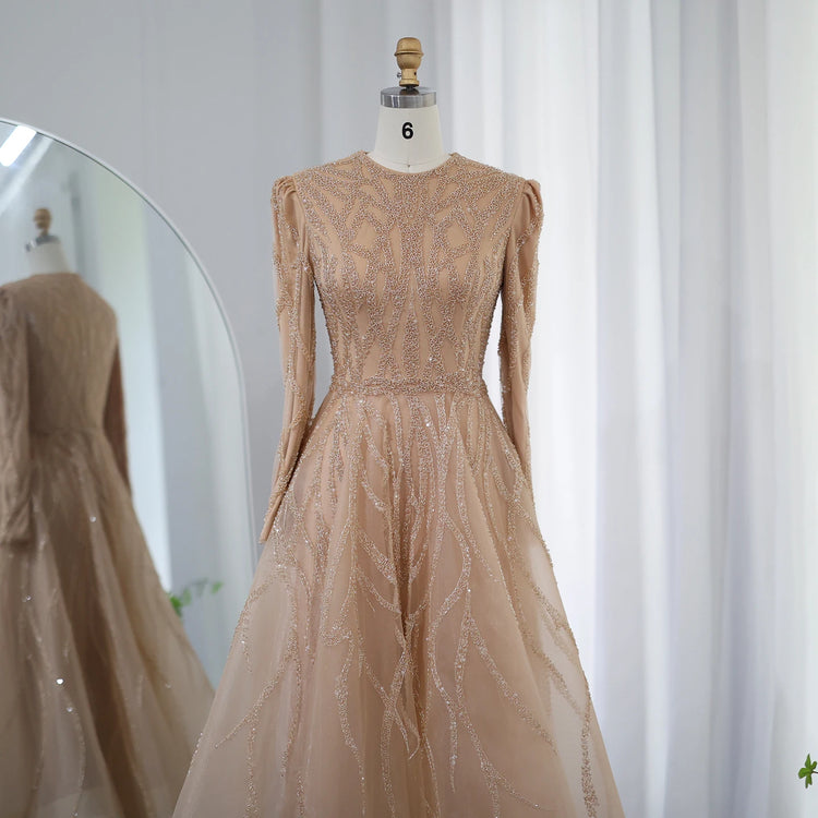 Vestido de Festa Midi com Manga Longa - Modelo Especial