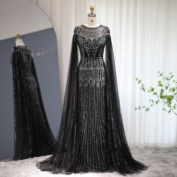 Vestido de Festa Longo com Manga Capa Árabe Luxo - Modelo Especial