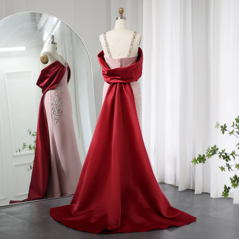 Vestido de Festa Longo com Manta Marsala Império - Modelo Especial