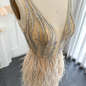 Vestido de Festa em V em Cristais Elegante - Modelo Especial