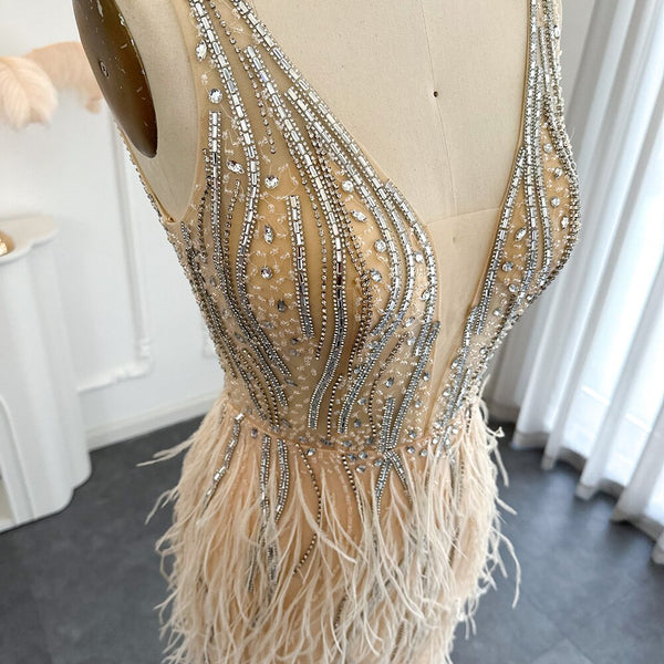 Vestido de Festa em V em Cristais Elegante - Modelo Especial