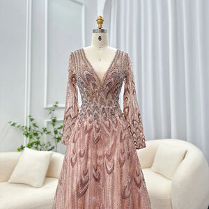 Vestido de Festa com Manga Longa Cristal - Modelo Especial