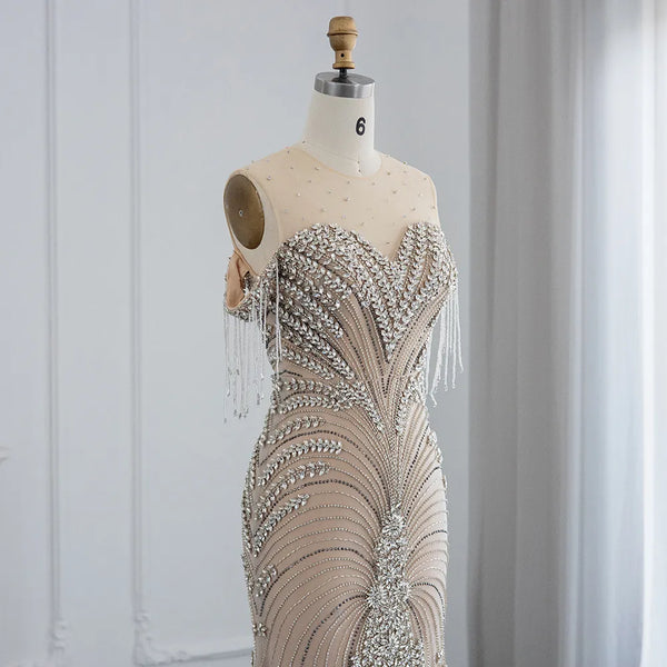 Vestido de Festa Deslumbrante Champanhe - Modelo Especial