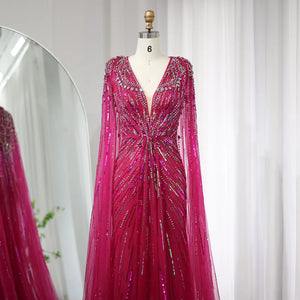 Vestido de Festa Maxi Luxo Adornado em Cristais com Capa Detalhada