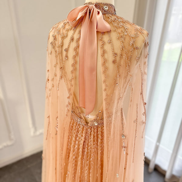 Vestido de Festa Maxi Luxo em Tecido Fluído Cravejado em Cristais - Modelo Especial