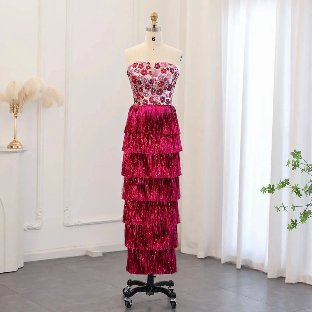 Vestido de Festa Longo Marsala em Camadas Luxo - Modelo Especial