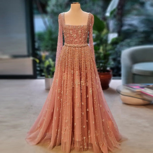 Vestido de Festa Maxi Luxo Decorado com Cascata de Cristais - Modelo Especial