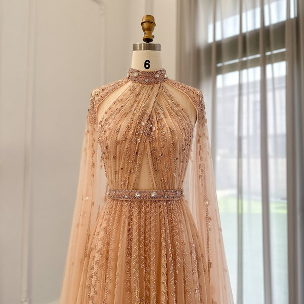Vestido de Festa Maxi Luxo em Tecido Fluído Cravejado em Cristais - Modelo Especial
