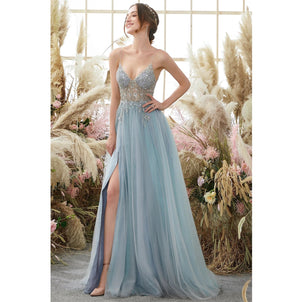 Vestido de Festa Luxo com Decoração em Cristais (Pronta Entrega)