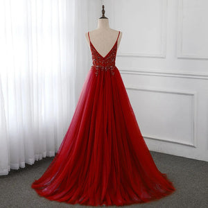 Vestido de Festa na Cor Marsala com Brilhos na Parte Superior